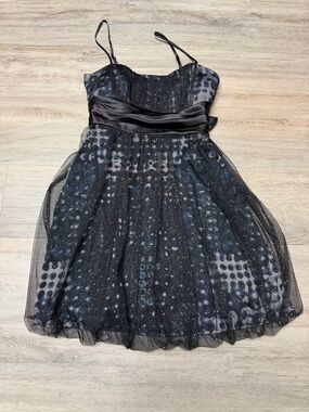 Studio Y Size 8 Black Sparkle Tulle Dress with Satin Trim